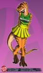 allosaurid allosaurus amber_(raphael) anthro anthrosaurs cheerleader clothing digital_media_(artwork) dinosaur english_text extinct female hi_res looking_at_viewer predaguy prehistoric_species reptile scalie scu_gang shirt sketch solo teeth text text_on_clothing text_on_shirt text_on_topwear theropod topwear uniform url