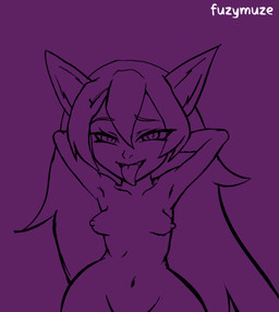 bouncing_breasts breasts curvy_figure dancing female hair hands_behind_head long_hair nipples nude seductive shortstack small_breasts solo tongue tongue_out wide_hips fuzymuze league_of_legends riot_games tencent lulu_(lol) humanoid yordle animated sketch