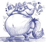 3_toes anthro belly big_belly big_cheeks big_moobs bottomwear burping chest_tuft chubby_cheeks claws clothed clothing digestion dipstick_tail double_chin ears_down eyes_closed feet fist head_tuft huge_thighs love_handles male markings moobs motion_lines navel obese obese_anthro obese_male onomatopoeia open_mouth overweight overweight_anthro overweight_male pivoted_ears shadow shorts solo sound_effects tail tail_markings teeth text thick_arms thick_thighs toe_claws toes tongue topless topless_anthro topless_male tuft uvula hausedge rufus_(charliebarkins) canid canine canis mammal wolf hatching_(art) hi_res shaded