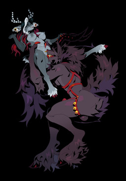 anthro areola arm_tuft balls bell bell_harness black_background black_body black_fur butt_tuft claws cunnilingus duo ear_piercing elbow_tuft eyes_closed facial_piercing fangs female finger_claws fur genitals grey_areola grey_body grey_fur hair harness highlights_(coloring) holding_partner holidays hooves horn larger_male licking long_hair male male/female multicolored_hair nose_piercing nose_ring nude nude_female oral penis piercing red_claws red_hooves ring_piercing sex simple_background size_difference slim smaller_female smile striped_antlers submissive submissive_male tail teeth tongue tuft vaginal waist_grab semashine christmas krampus bovid caprine caprine_demon deer demon goat_demon mammal 2025 digital_media_(artwork) hi_res