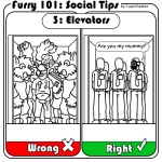 1:1 clothing comic costume crowded cuprohastes dialogue doctor_who elevator english_text furry_lifestyle fursuit gas_mask grandfathered_content group human line_art male mammal mask social_tips text