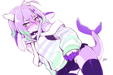 5_fingers ambiguous_gender anthro blush clothing collar fingers looking_at_viewer panties simple_background solo underwear white_background sollyz thurry_(sollyz) aquatic fish shark 2019 signature