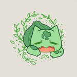 ambiguous_gender chibi eyes_closed fangs feral green_body green_markings leaf markings open_mouth plant solo teeth vines crystalshimly nintendo pokemon bulbasaur generation_1_pokemon pokemon_(species) reptile scalie 1:1