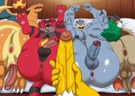 anthro anus balls big_penis black_balls butt claws feet fire flaming_tail fur genitals glans glistening glistening_butt group hand_on_own_penis hand_on_penis horn humanoid_genitalia humanoid_penis hypnosis imminent_sex lying male male/male mind_control nipples on_back on_front orange_body pecs penis perineum red_body red_fur tail unknown_artist nintendo pokemon charizard generation_1_pokemon generation_6_pokemon generation_7_pokemon gogoat hypno_(pokemon) incineroar machamp pokemon_(species) absurd_res hi_res