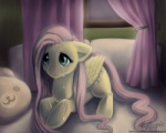 bed bodily_fluids crying curtains cutie_mark feathered_wings feathers female feral furniture lying pillow plushie quadruped solo tail tears teddy_bear window wings yellow_body yellow_feathers magpie_(artist) friendship_is_magic hasbro my_little_pony mythology fluttershy_(mlp) equid equine mammal mythological_creature mythological_equine pegasus 5:4