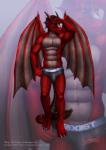 anthro biped briefs bulge clothed clothing front_view hair looking_at_viewer male partially_clothed simple_background solo standing tail text underwear wings sannamy mythology rhey_(rheyeth) dragon mythological_creature mythological_scalie scalie 2017 english_text hi_res signature