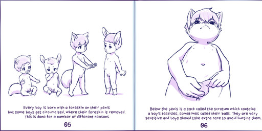 5_fingers anthro balls biped circumcised duo fingers flaccid genitals hair humanoid_genitalia humanoid_penis male navel object_in_mouth pacifier pacifier_in_mouth penis sex_education shota solo tail text toddler young young_anthro young_male aogami chris_(doomhelm) mike_(doomhelm) canid canine fox lagomorph leporid mammal rabbit absurd_res comic english_text hi_res line_art monochrome
