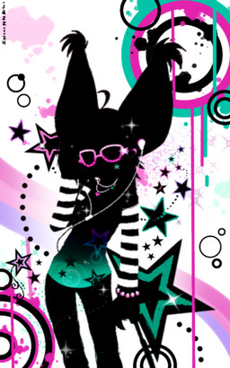 2000s_theme abstract_background anthro big_ears black_body black_clothing black_shirt black_topwear bracelet clothed clothed_anthro clothing ear_tuft earbuds electronics eyewear female frutiger_metro glasses hairless headphones jewelry pink_eyewear pink_glasses shirt silhouette solo standing star striped_sleeves topwear tuft y2k_(graphic_design) chatoyancy jazz_(chatoyancy) canid canine canis chinese_crested_dog domestic_dog hairless_dog mammal toy_dog 2024 digital_drawing_(artwork) digital_media_(artwork) portrait three-quarter_portrait nonbinary_(lore)