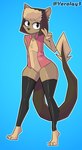 alfajor anthro axolotl_tail black_eyes brown_body brown_fur clothed clothing femboy fur hat headgear headwear legwear male simple_background solo stockings topwear vest yerolay canid canine canis domestic_dog mammal absurd_res digital_drawing_(artwork) digital_media_(artwork) hi_res