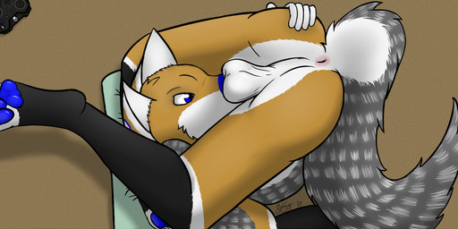 anthro anus autofellatio balls balls_on_face biped black_body black_fur blue_body blue_eyes blue_fur blue_pawpads butt controller feet flexible fur game_controller genitals grey_body grey_fur hindpaw lying male masturbation multicolored_body multicolored_fur on_back oral oral_masturbation pawpads paws penile penile_masturbation perineum pillow simple_background solo tan_body tan_fur white_body white_fur xbox_controller xbox_wireless_controller selixjackal microsoft xbox xbox_game_studios xbox_one selix canid canine canis jackal mammal 2017 digital_media_(artwork)