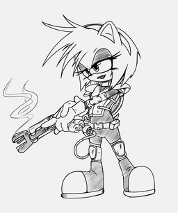 anthro armor belt biped boots clothed clothed_anthro clothed_female clothing costume female footwear fully_clothed fully_clothed_anthro fully_clothed_female gloves gun hair half-closed_eyes halloween_costume handwear holding_gun holding_object holding_ranged_weapon holding_weapon holidays narrowed_eyes ranged_weapon shoes short_hair shoulder_pads simple_background solo standing trigger_discipline weapon jumpjump halloween sega sonic_the_hedgehog_(series) amy_rose eulipotyphlan hedgehog mammal 2025 5:6 hi_res monochrome