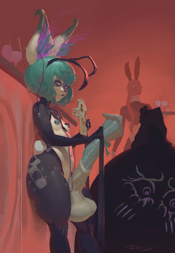 animal_genitalia animal_penis areola balls big_balls big_butt big_flare big_penis blue_hair breasts bunny_costume butt butt_squish clothing costume duo electronics equine_genitalia equine_penis flared_penis genitals gynomorph hair holding_object holding_phone huge_flare huge_penis inner_ear_fluff intersex nipples penis phone pointy_ears puffy_areola puffy_nipples red_background saggy_balls sheath short_hair shortstack shortstack_gynomorph shortstack_intersex side_view simple_background small_breasts solo squish text thick_thighs tuft wide_hips santafire league_of_legends riot_games tencent shadow_(lol) vex_(lol) human humanoid mammal yordle 2025 english_text hi_res