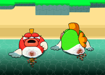 anus beach bedroom_eyes caustics duo egg eggs_in_water female feral fish_egg genitals group_oviposition looking_at_viewer looking_back lying narrowed_eyes on_back on_front oviposition partially_submerged seductive shoreline vaginal_oviposition vulva water yolka mario_bros nintendo aquatic cheep_cheep fish absurd_res hi_res