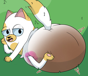 anthro clothed clothing diaper feces female soiled_diaper soiling solo tail unclean_diaper used_diaper wearing_diaper merrit_(artist) adventure_time cartoon_network fionna_and_cake_(franchise) cake_the_cat domestic_cat felid feline felis mammal digital_media_(artwork) hi_res