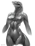 2020 3:4 anthro black_and_white breasts digital_media_(artwork) equus featureless_breasts featureless_crotch female fish hi_res marine monochrome non-mammal_breasts nude shark sharp_teeth simple_background solo teeth white_background