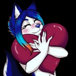 anthro blue_body blue_fur blue_hair blush emote eyes_closed female fur hair happy heart_symbol simple_background smile solo transparent_background white_body white_fur mizukithia basian canid canine canis domestic_dog husky mammal nordic_sled_dog spitz 1:1 alpha_channel