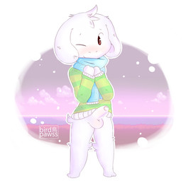 anthro balls beach biped blush bodily_fluids bottomless clothed clothing cloud cum erection foreskin fur genital_fluids genitals grass green_clothing green_sweater green_topwear humanoid_genitalia humanoid_penis long_ears male outside partially_retracted_foreskin pattern_clothing pattern_sweater pattern_topwear penis plant precum sea seaside shota shy sky solo standing striped_clothing striped_sweater striped_topwear stripes sweater topwear water white_body white_fur young young_anthro young_male birdpawss undertale undertale_(series) asriel_dreemurr boss_monster_(undertale) bovid caprine goat mammal 2015 digital_media_(artwork)