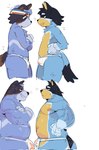accessory aged_down anthro areola barazoku belly biceps big_bulge big_muscles bodily_fluids bulge bulge_size_difference clothed clothing comparing crossed_arms deltoids duo eyebrows frown fur hand_on_hip headband kemono male male/male musclegut muscular muscular_anthro muscular_male narrowed_eyes navel nipples pecs side_view simple_background smile standing sweat sweatdrop teeth topless topless_anthro topless_male tuft white_background young artxtcy bluey_(series) bandit_heeler stripe_heeler australian_cattle_dog canid canine canis cattledog domestic_dog herding_dog mammal pastoral_dog 2025 hi_res brother_(lore) brothers_(lore) incest_(lore) sibling_(lore)