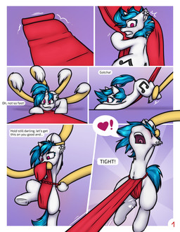 blue_hair blue_tail border cutie_mark dialogue ear_piercing ear_ring fabric female feral fur hair horn inner_ear_fluff looking_pleasured nude open_mouth piercing pink_tongue questionable_consent red_eyes ring_piercing solo speech_bubble tail tentacles text tongue tongue_piercing tongue_stud tuft white_body white_border white_fur white_inner_ear_fluff krd friendship_is_magic hasbro my_little_pony mythology vinyl_scratch_(mlp) equid equine mammal mythological_creature mythological_equine unicorn 2026 absurd_res comic english_text hi_res