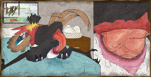 3_fingers 4_toes 5_fingers anatomically_correct anatomically_correct_cloaca anatomically_correct_genitalia animal_genitalia animal_penis anthro anthro_on_anthro anthro_penetrated anthro_penetrating anthro_penetrating_anthro anthro_penetrating_male aroused basket bed bedroom biped black_body black_feathers black_feet blue_body blue_feathers blue_hands blue_wings brown_body brown_feathers brown_hands brown_tail brown_wings claws cloaca cloacal cloacal_penetration cloacal_penis cloacal_prolapse cloacal_tugging close-up container controller detailed_background digitigrade dominant dominant_male dominant_pokemon duo egg_basket erection feathers feet fighting_game fingers from_behind_position furniture game_controller game_screen gaming genitals green_body green_feathers green_hands green_wings inside joycon_controller logo lying male male/male male_anthro male_penetrated male_penetrating male_penetrating_male mattress monotone_cloaca monotone_feet monotone_genitals monotone_hands monotone_penis monotone_tail monotone_wings multicolored_body multicolored_feathers multicolored_hands multicolored_wings nightstand nintendo_controller nude on_bed orange_body orange_feathers orifice_tugging penetration penile penile_penetration penis penis_in_cloaca pillow pink_cloaca pink_penis playing_video_game prehensile_penis prolapse prone_bone_position pull_out raised_tail rear_view red_body red_feathers sex short slightly_chubby slightly_chubby_anthro slightly_chubby_male spread_eagle submissive submissive_male tail tail_feathers talons text three-quarter_view toe_claws toes white_body white_claws white_feathers white_hands white_wings wings yellow_body yellow_eyes yellow_feathers hdyly third-party_edit nintendo nintendo_switch pokemon super_smash_bros. super_smash_bros._ultimate deave wren_(kuruk) avian bird black-billed_magpie corvid generation_2_pokemon generation_8_pokemon hisuian_decidueye hisuian_form holarctic_magpie magpie_(corvid) oscine passerine pokemon_(species) regional_form_(pokemon) 2025 artist_logo artist_name digital_drawing_(artwork) digital_media_(artwork) hi_res monochrome signature sketch