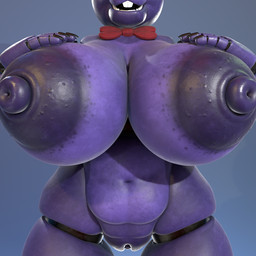 anthro areola big_areola big_breasts bow_tie breasts buckteeth clitoris crossgender dark_areola dark_nipples eyebrows feet female genitals glistening glistening_body gradient_background huge_areola huge_breasts long_ears machine mtf_crossgender navel nipples puffy_nipples purple_areola purple_body purple_eyebrows purple_eyes purple_nipples red_bow_tie simple_background solo standing teeth thick_thighs vulva wide_hips octal_(modeler) five_nights_at_freddy's scottgames bonnie_(fnaf) animatronic lagomorph leporid mammal rabbit robot robot_anthro 1:1 2026 3d_(artwork) digital_media_(artwork) full-length_portrait hi_res huge_filesize portrait