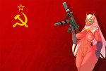 abs anthro anthrofied areola big_breasts bikini blonde_hair blue_eyes breasts casual_exposure cigar clothed clothing eyewear female flag flag_background genitals glasses gun hair hammer_and_sickle holding_gun holding_object holding_ranged_weapon holding_weapon humanoid_genitalia humanoid_pussy ineffective_clothing long_hair looking_at_viewer micro_bikini mostly_nude mouth_hold mp5 nipple_dip nipples non-mammal_breasts one-piece_swimsuit pink_areola pink_nipples pokemorph pussy pussy_floss ranged_weapon russian silencer simple_background skimpy sling_bikini smoking solo soviet_flag soviet_union star star_polygon submachine_gun swimwear two-piece_swimsuit weapon lysergide nintendo pokemon avian bird blaziken generation_3_pokemon pokemon_(species) 2016 hi_res