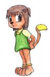 alternate_species anthro female fur solo thin_calves transformation young young_anthro kanada bandai_namco digimon jeri_katou digimon_(species) felid leomon mammal traditional_media_(artwork)