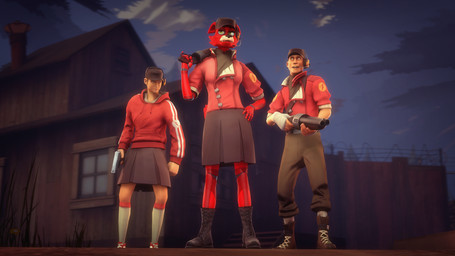 anthro blue_eyes bottomwear clothed clothing crossgender electronics female footwear fully_clothed green_eyes group gun handgun hat headgear headphones headset headwear holding_object holding_weapon hoodie light_body light_skin machine male mtf_crossgender outside pistol ranged_weapon red_body shoes shotgun skirt standing topwear trio weapon gold97fox disembowell_(modeler) red-eye_(modeler) five_nights_at_freddy's scottgames team_fortress_2 valve valve_corporation foxy_(fnaf) scout_(team_fortress_2) animatronic canid canine fox human mammal robot 16:9 2019 3d_(artwork) absurd_res crossover digital_media_(artwork) hi_res source_filmmaker_(artwork) widescreen