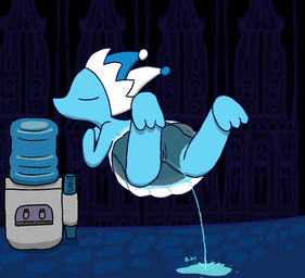 biped blue_body blue_bottomwear blue_clothing blue_hat blue_headwear blue_skirt bodily_fluids bottomwear clothed clothing dress eyes_closed feet female fool's_hat foot_focus genital_fluids genitals hat headgear headwear innie_vulva peeing peeing_on_ground skirt solo unusual_bodily_fluids unusual_genital_fluids unusual_urine upskirt urine urine_on_ground urine_stream vulva water water_cooler watersports fogspot deltarune undertale_(series) darkner elemental_creature mizzle_(deltarune) water_creature watercooler_(deltarune) aliasing digital_media_(artwork) shaded