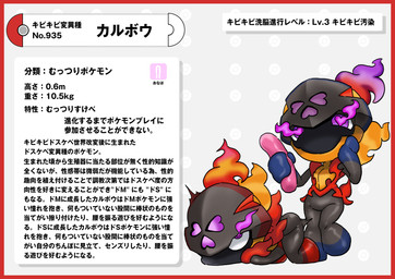 all_fours armor black_body black_skin border colored_fire dildo duo female female/female fire flaming_eyes headgear heart_eyes heart_symbol helmet lying pink_dildo pink_eyes pink_fire red_border sex_toy simple_background text white_background nikunigushii nintendo pokemon charcadet generation_9_pokemon humanoid pokemon_(species) absurd_res hi_res japanese_text translation_request