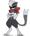 armor biped blade blade_arm eyewear grey_body headgear helmet male red_scarf scarf solo standing sunglasses tail thick_thighs sinfrou nintendo pokemon bix bisharp generation_5_pokemon humanoid hybrid mienshao pokemon_(species) absurd_res hi_res sketch