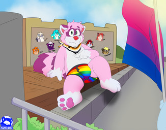 anthro bear_pride_colors bisexual_pride_colors black_seam_briefs bulge clothing lgbt_pride male park paws pride_color_clothing pride_color_underwear pride_colors rainbow_briefs rainbow_pride_colors six-stripe_rainbow_pride_colors solo tapache underwear shairon lgbt_pride_month shairon_coffe canid canine mammal procyonid raccoon raccoon_dog tanuki hi_res