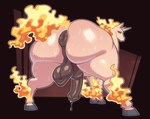 animal_genitalia animal_penis anus balls big_anus big_balls big_butt big_penis bodily_fluids butt equine_genitalia equine_penis feral fire flaming_hair flaming_tail genital_fluids genital_raphe genitals hooves horn huge_butt looking_at_viewer looking_back looking_back_at_viewer male narrowed_eyes penis precum pseudo_hair puffy_anus raphe_(anatomy) rear_view saggy_balls scrotal_raphe simple_background solo sweat sweaty_butt tail tan_body thick_thighs wide_hips yellow_eyes conditional_dnp welwraith nintendo pokemon generation_1_pokemon pokemon_(species) rapidash 2025 digital_drawing_(artwork) digital_media_(artwork) full-length_portrait hi_res portrait