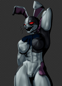 abs anthro breasts buckteeth checkered checkered_background featureless_breasts female genitals glistening glistening_body grey_background grey_body hand_behind_head innie_vulva looking_at_viewer muscular muscular_anthro muscular_arms muscular_female navel open_mouth open_smile pattern_background pupils red_sclera simple_background slit_pupils smile smiling_at_viewer solo teeth thick_thighs vulva whiskers wide_hips atumalaca atumalaca_(modeler) five_nights_at_freddy's scottgames vanny_(fnaf) lagomorph leporid mammal rabbit 2025 3d_(artwork) digital_media_(artwork) unfinished