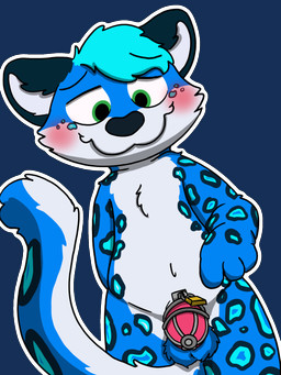 anthro balls blush chastity_cage chastity_device genitals lock male padlock solo tail young young_anthro young_male walter_the_mix felid leopard mammal pantherine 3:4 alpha_channel hi_res