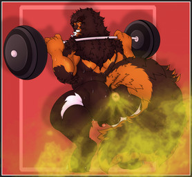 anthro anus balls bodily_fluids butt crouching exercise fart fart_cloud fart_fetish fluffy fluffy_tail gassy genitals green_fart_cloud hairy humanoid_genitalia humanoid_penis male manly muscular muscular_male musk penis puffy_anus raised_tail solo sweat sweaty_balls sweaty_butt sweaty_genitalia tail weightlifting workout brappybark canid canine canis domestic_dog mammal mastiff molosser hi_res