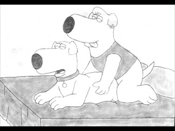 anthro bed black_bars clothed clothing duo ear_piercing from_behind_position furniture lying male male/male on_bed on_front open_mouth partially_clothed piercing sex side_view smile tongue tongue_out skateryena family_guy brian_griffin jasper_(family_guy) canid canine canis domestic_dog mammal 2012 letterbox low_res monochrome cousins_(lore)