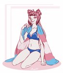 anthro blush breasts brown_body brown_fur clothed clothing ears_down female fingers flag flag_(object) fur hair hairbuns holding_flag holding_object kneeling lgbt_pride looking_at_viewer one_eye_closed pink_hair pivoted_ears pride_color_flag pride_colors purple_eyes simple_background sitting slim smile solo spots transgender_pride_colors underwear wearing_flag white_background white_body white_fur wink conditional_dnp nikoyishi claire_(nikoyishi) lagomorph leporid mammal panon_rabbit rabbit 2021 digital_drawing_(artwork) digital_media_(artwork) hi_res sketch