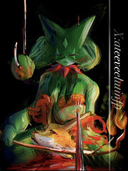 bdsm big_breasts blood bodily_fluids breast_tissue breasts death duo female female/female genitals gore gore_focus looking_pleasured nipples nude snuff torture ateeveelutinfp nintendo pokemon canid canine delphox generation_6_pokemon generation_9_pokemon mammal meowscarada pokemon_(species) hi_res