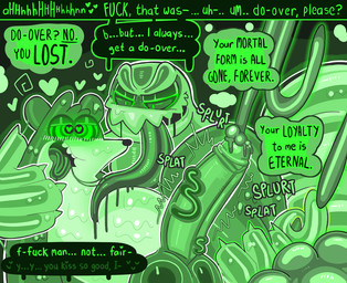4_fingers anthro bad_end belly bodily_fluids corruption cross-eyed cum cumshot dialogue duo ejaculation erection fingers genital_fluids genitals glans glistening glistening_body heart_eyes heart_symbol humanoid_genitalia humanoid_penis hypnosis male male/male mind_control onomatopoeia open_mouth penis ringed_eyes sound_effects speech_bubble sweat text thrall tongue tongue_out toony vein veiny_penis koalarobot_(artist) cartoon_network regular_show rigby_(regular_show) demon ghost mammal procyonid raccoon spirit 2026 digital_media_(artwork) english_text story story_in_description