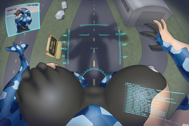 aircraft airplane anthro big_breasts biped black_body breast_expansion breast_grab breast_growth breasts camera_hud camo_body confusion detailed_background expansion female female_pov first_person_view gender_transformation growth hand_on_breast heads_up_display holding_breast human_to_anthro identity_death machine macro macro_anthro macro_female male metallic_body mid_transformation mind_control mtf_transformation nude shadow solo species_transformation tail text transformation transformation_pov vehicle wings diethyl aeromorph human living_aircraft living_machine living_vehicle mammal 3:2 english_text hi_res