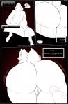 2017 anthro assisted_exposure big_breasts big_butt boss_monster_(undertale) bovid breasts butt caprine clothed clothing comic curvy_figure duo english_text erection exclamation_point female genitals gin-blade hi_res horn huge_breasts huge_butt long_ears looking_back male mammal mature_anthro mature_female monochrome pantsing penis presenting pussy rear_view solo_focus text thick_thighs toriel undertale undertale_(series) undressing url voluptuous wide_hips wiggle