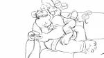 16:9 2016 3_toes anthro anthro_on_anthro black_and_white blush bottomwear clothed clothing controller donkeypunch dry_humping duo eyebrow_piercing eyewear facial_piercing feet furniture gaming glasses hi_res hob lagomorph larger_male leporid long_ears male male/male mammal monochrome overweight overweight_male pants piercing playing_video_game rabbit rodent shirt simple_background size_difference smaller_male sofa tarketto tenting toes toony topwear white_background widescreen
