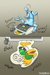 flat_body inanimate_transformation machine male metallic_body paper printer solo sticker transformation dustyerror mario_bros nintendo paper_mario canid canine canis domestic_dog koopa mammal mechakoopa scalie hi_res