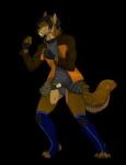 4_toes 5_fingers anthro biped black_hair black_nose brown_body brown_fur feet fingers fur hair male simple_background solo standing toes transparent_background silvyr canid canine canis domestic_dog mammal 2019 alpha_channel