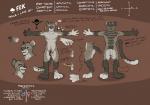 3_toes 4_fingers anthro balls butt circumcised erection feet fingers flaccid genitals humanoid_genitalia humanoid_penis looking_at_viewer male nude penis side_view simple_background solo t-pose text toes fek fek_(character) felid mammal english_text flat_colors model_sheet