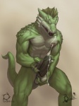 abs animal_genitalia anthro athletic ball_fondling balls biceps big_muscles big_penis biped bodily_fluids claws countershading cum cum_drip cum_on_penis cumshot dripping ejaculation erection eyes_closed fangs fondling genital_fluids genitals green_body green_skin horn humanoid_genitalia humanoid_penis male masturbation muscular muscular_anthro muscular_male nude orgasm orgasm_face pecs penile penile_masturbation penis pose scales sheath solo standing tail teeth thick_penis lion21 everquest ssvanti iksar scalie 3:4