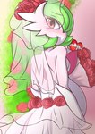 anthro belly big_belly bride clothing dress female flower plant pregnant pregnant_anthro pregnant_female pregnant_humanoid rose_(flower) solo wedding wedding_dress wedding_veil darlondemonic nintendo pokemon generation_6_pokemon humanoid mega_evolution mega_gardevoir pokemon_(species) absurd_res hi_res