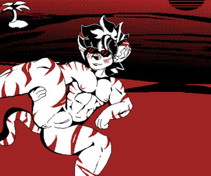 andromorph anthro anus beach eyewear eyewear_only genitals intersex muscular muscular_andromorph muscular_intersex nipples nude reclining solo spread_legs spreading sunglasses sunglasses_only vulva dettyfenik felid mammal pantherine tiger absurd_res aliasing digital_media_(artwork) hi_res monochrome