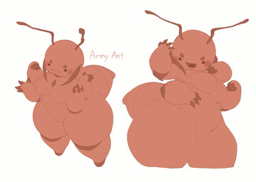 4_arms antennae_(anatomy) anthro arthropod_abdomen bald biped blush blush_lines breasts claws dot_eyes eyebrows eyelashes featureless_breasts featureless_crotch feet female fingers front_view high-angle_view medium_breasts monotone_body multi_arm multi_limb non-mammal_breasts nude nude_female open_mouth red_body simple_background simple_eyes solo text thick_thighs three-quarter_view white_background wide_hips white_slime_(artist) ant arthropod hymenopteran insect 2026 digital_media_(artwork) english_text hi_res